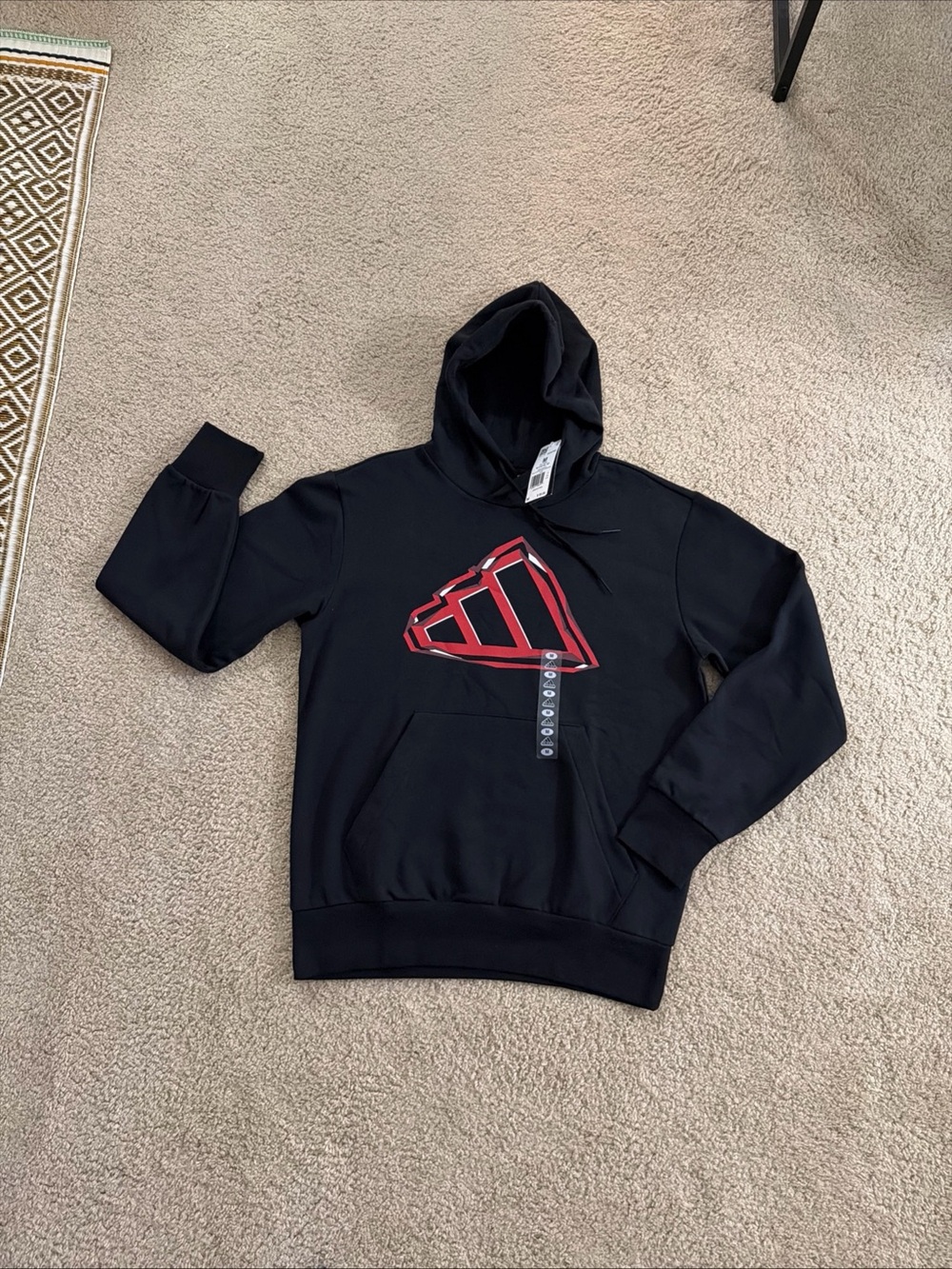 adidas Black Hoodie with Red Graphic Men's Pullover